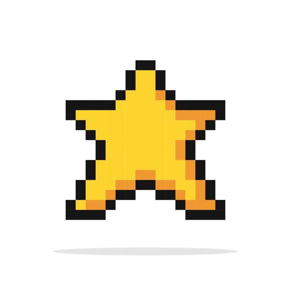 Pixel star. Pixelated star. Yellow star vector