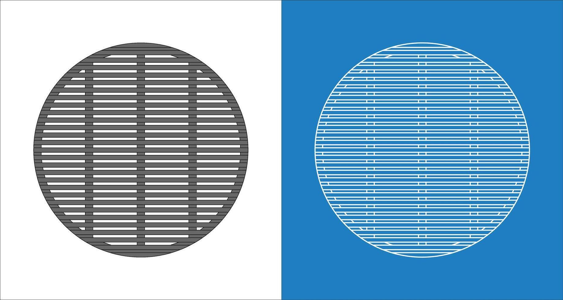 Blueprint wireframe for architectural and technical visualization of perforated metal drain covers for drainage systems with a grid pattern vector