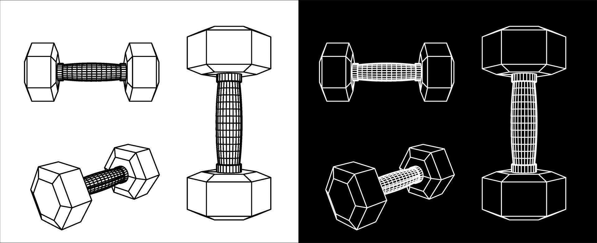 dumbbell Technical wireframe Illustration blueprint on transparent background vector