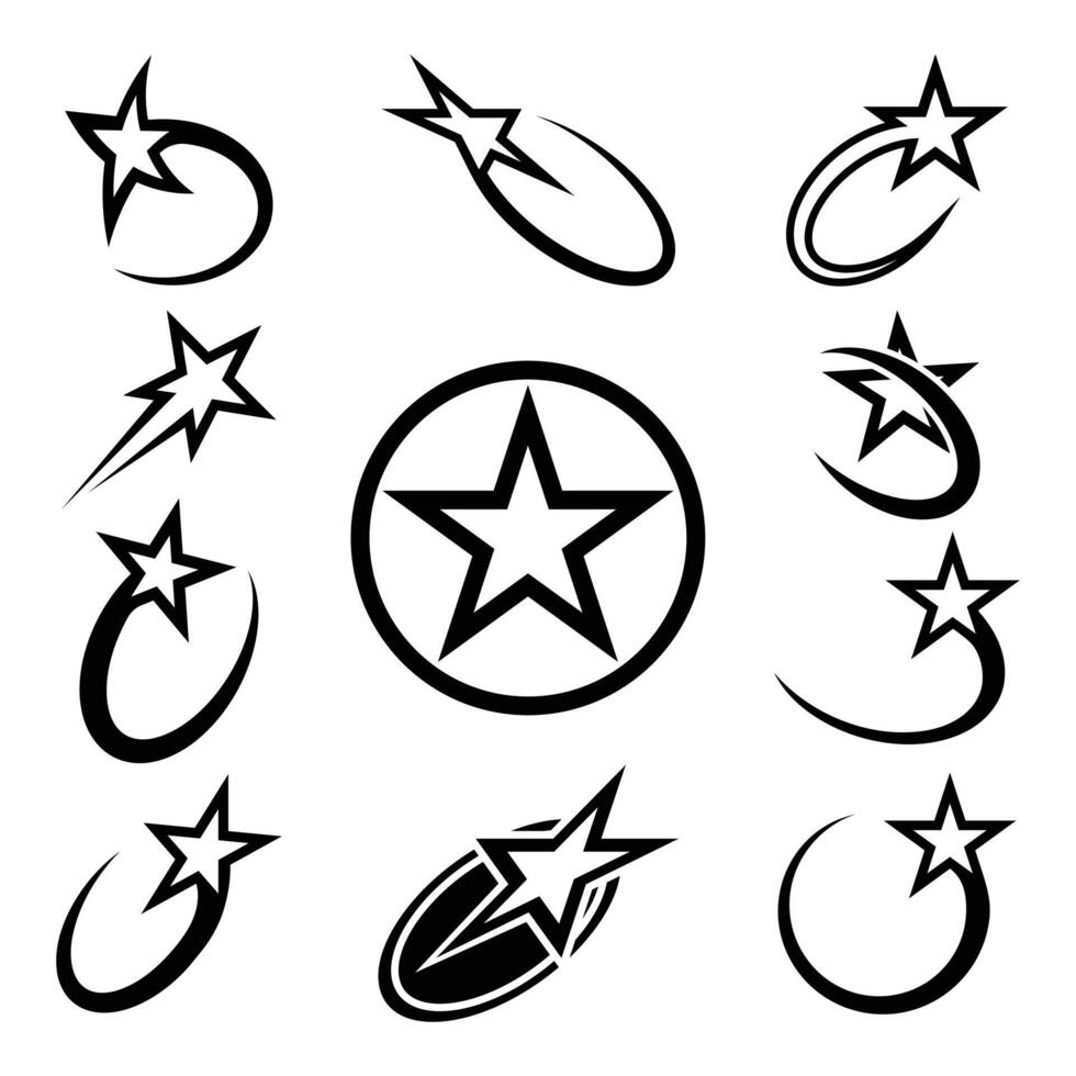 Collection of different flat design star logos vector