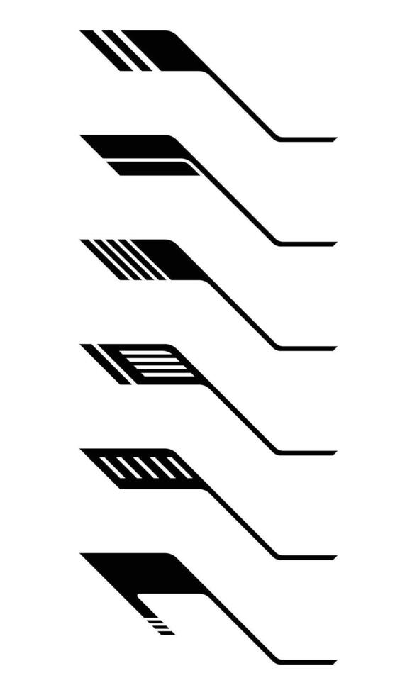 Set of racing geometry striped car wrap decal vector