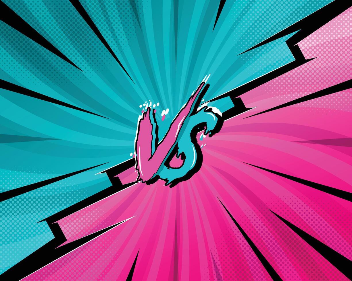 Comic background fight vs two color radial stripes vector