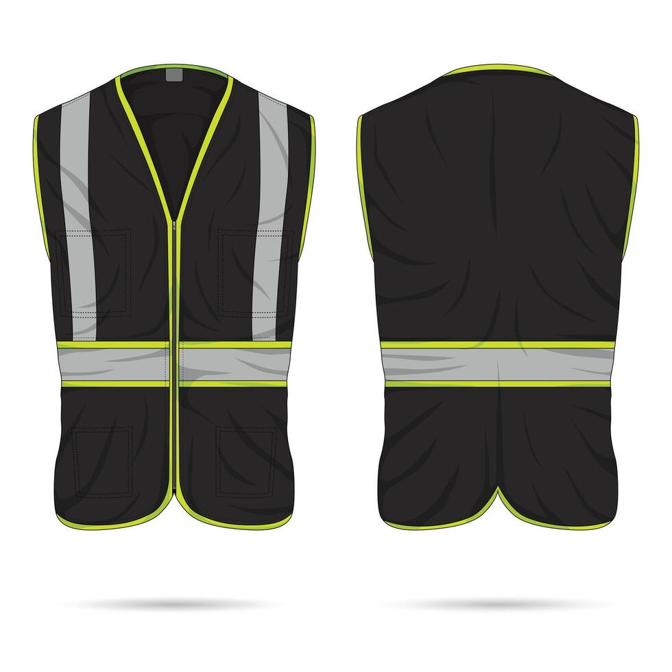 Hi vis vest mockup front and back view vector