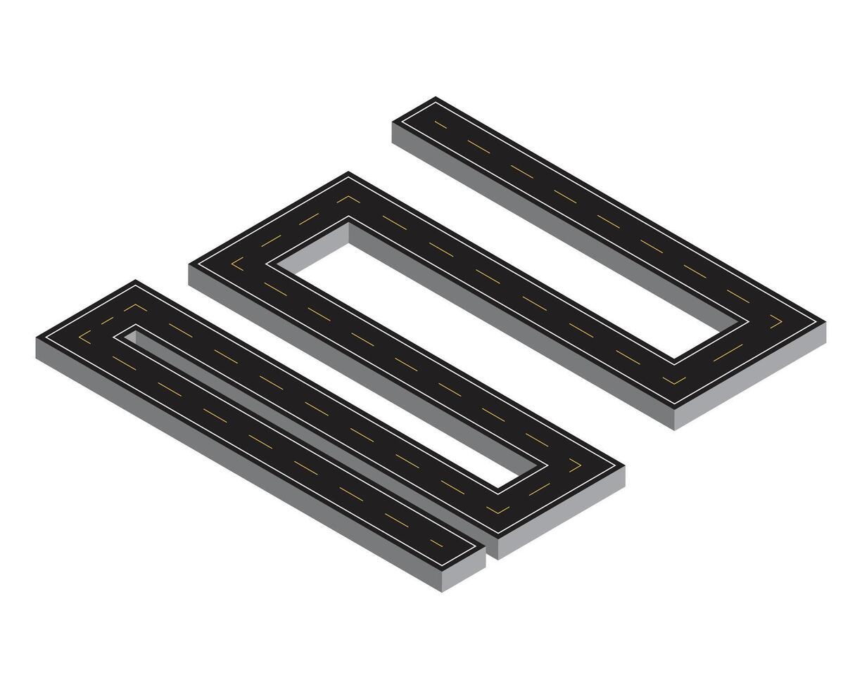 Isometric asphalt highway cartoon illustration vector
