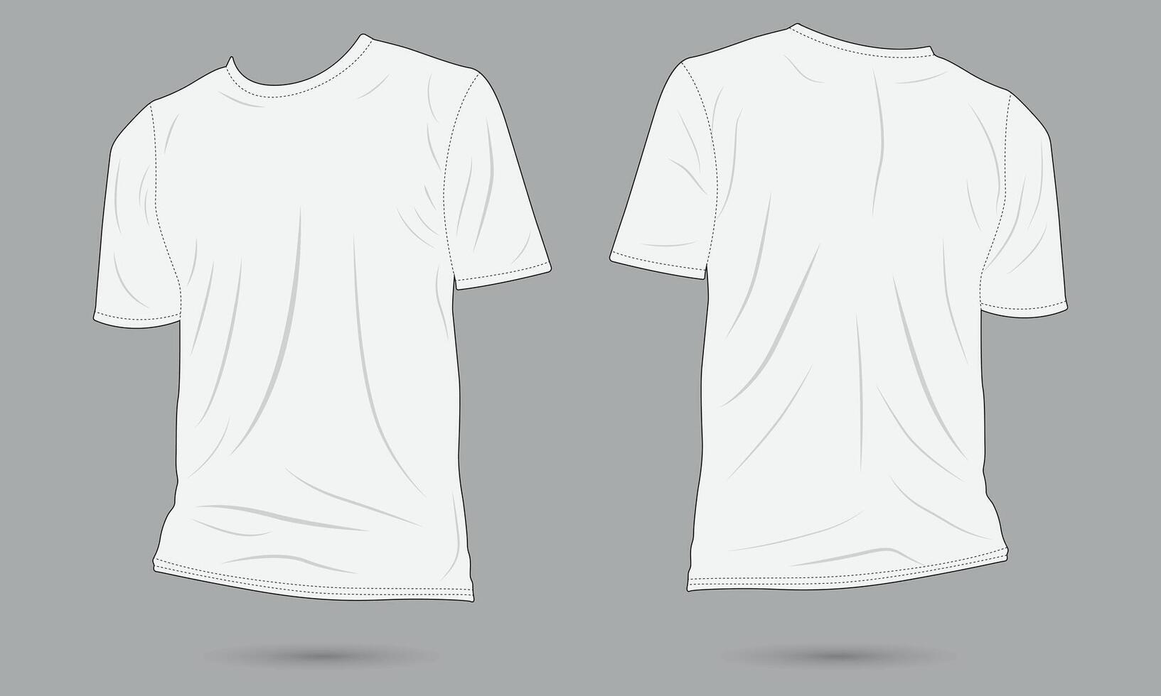 White short sleeve t-shirt template front and back view vector