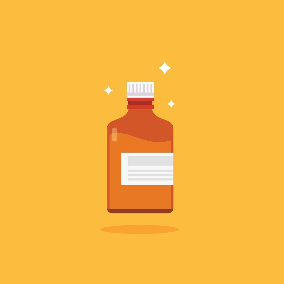 glass medicine bottle illustration, pharmacy icon, liquid medicine store for medical health care vector