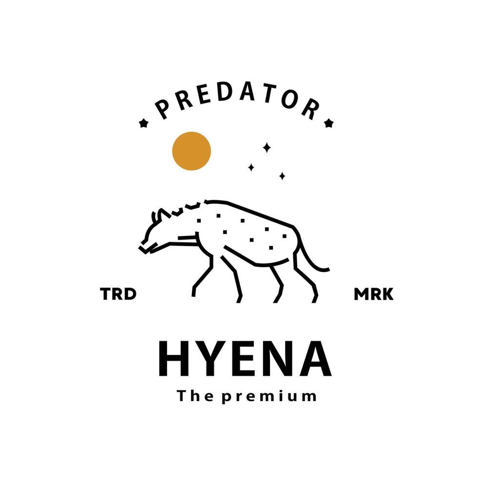 vintage retro hipster hyena logo outline monoline art icon vector
