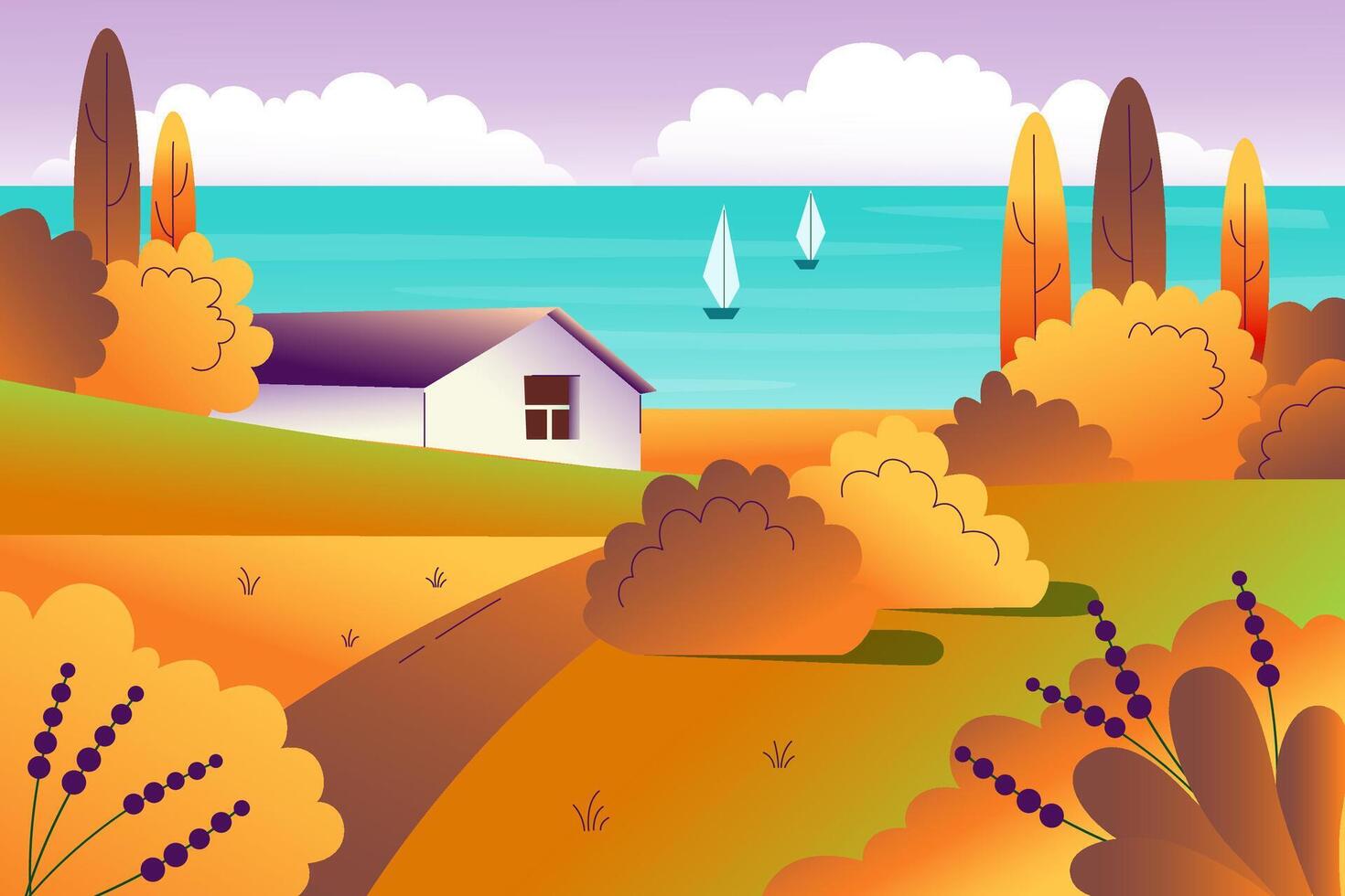 Autumn scenery background. Autumn nature banner. Autumn park. Autumn farm background. vector