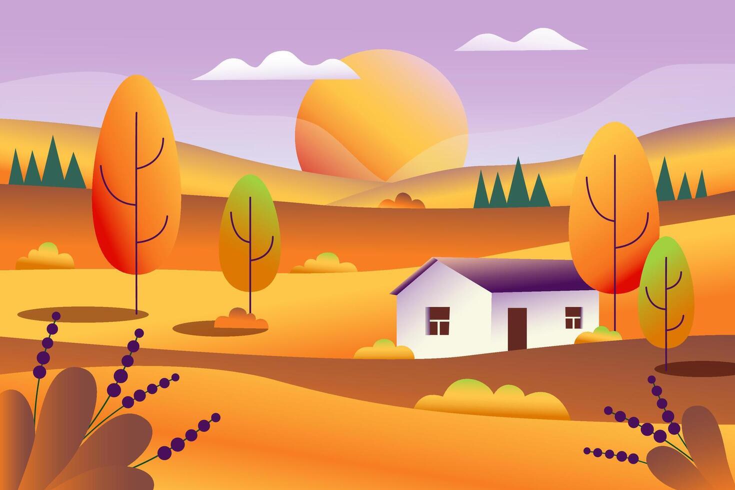 Autumn scenery background. Autumn nature banner. Autumn park. Autumn farm background. vector