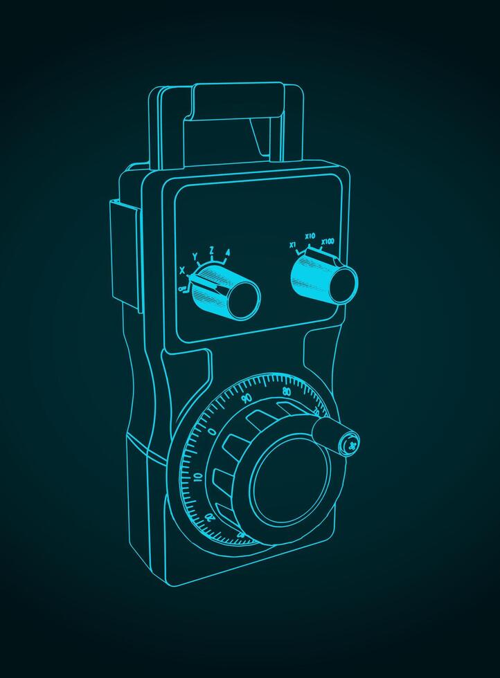Electronic handwheel controller for CNC router blueprint vector
