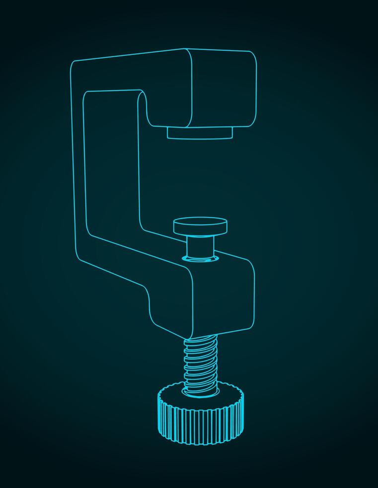 C-clamp technical drawing vector