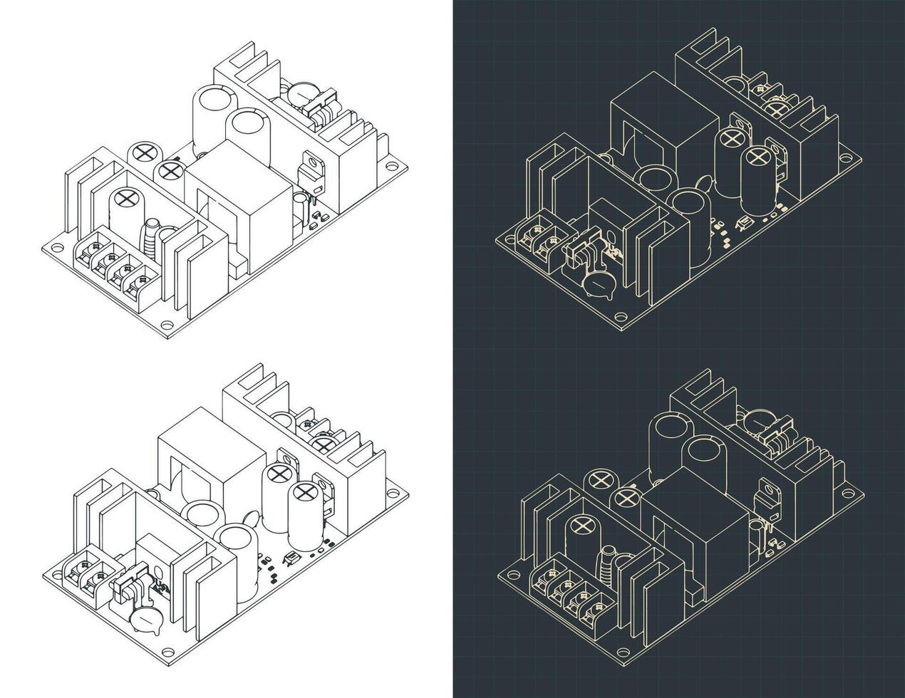 Power supply module blueprints vector