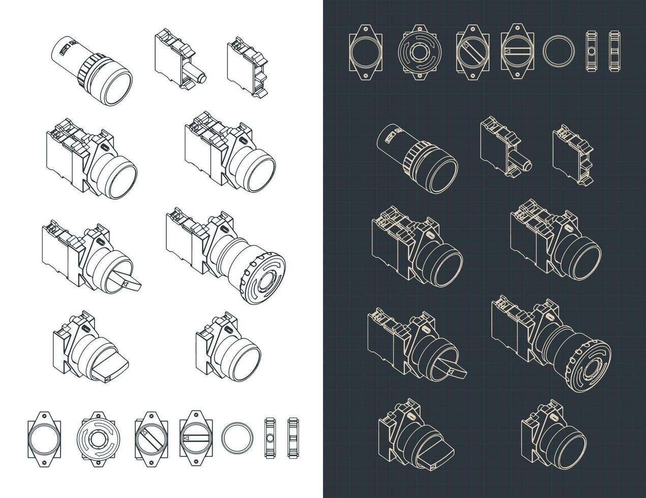 Blueprints of control switches vector