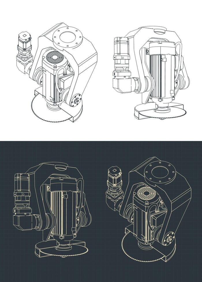 CNC Saw Head blueprints vector