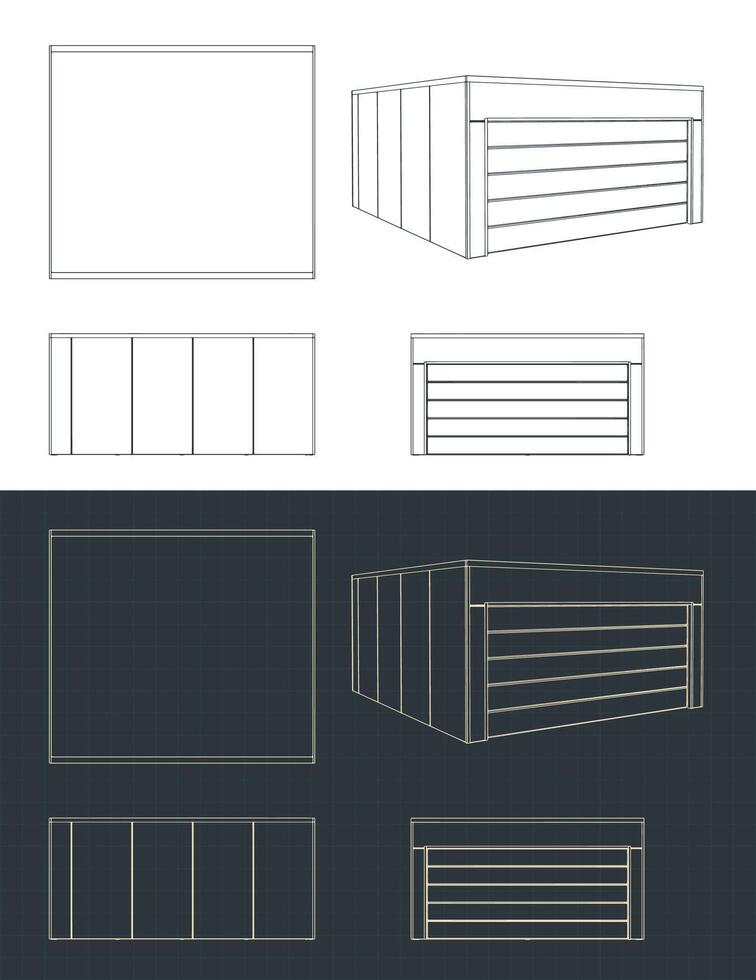 Garage technical drawings vector
