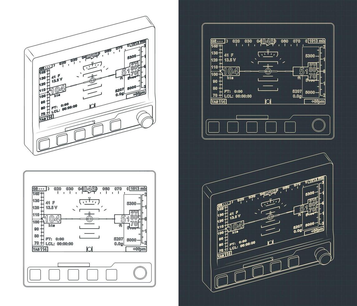 EFIS mini blueprints vector