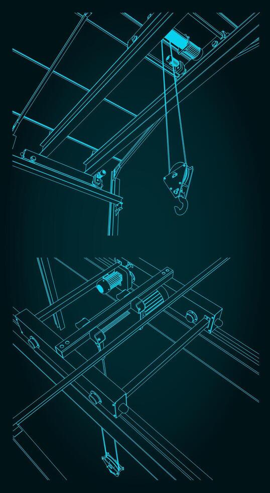 Overhead crane and warehouse structure vector