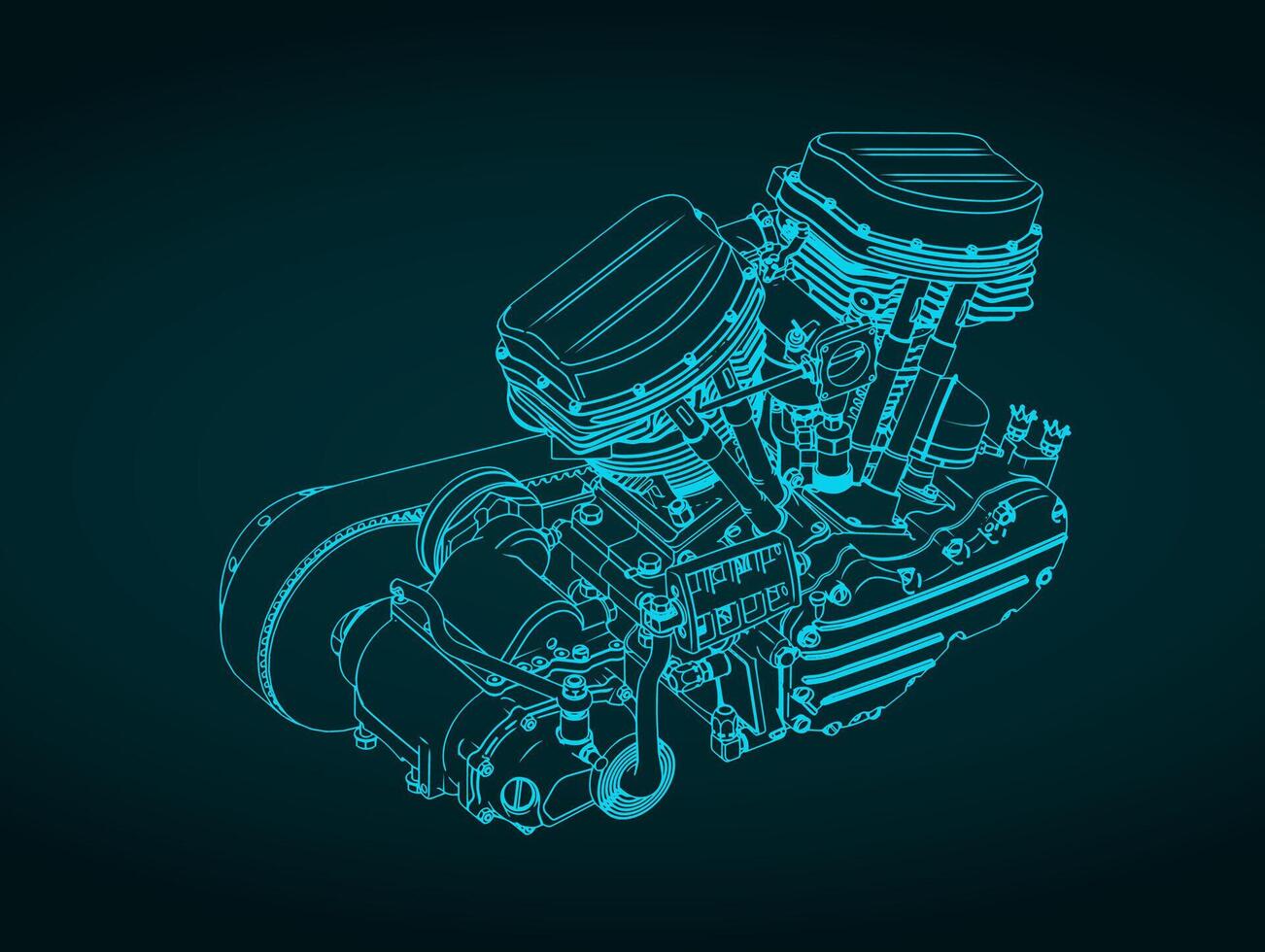 Motorcycle engine blueprint vector