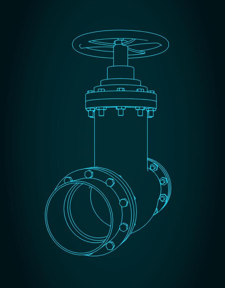 Valve technical drawings vector