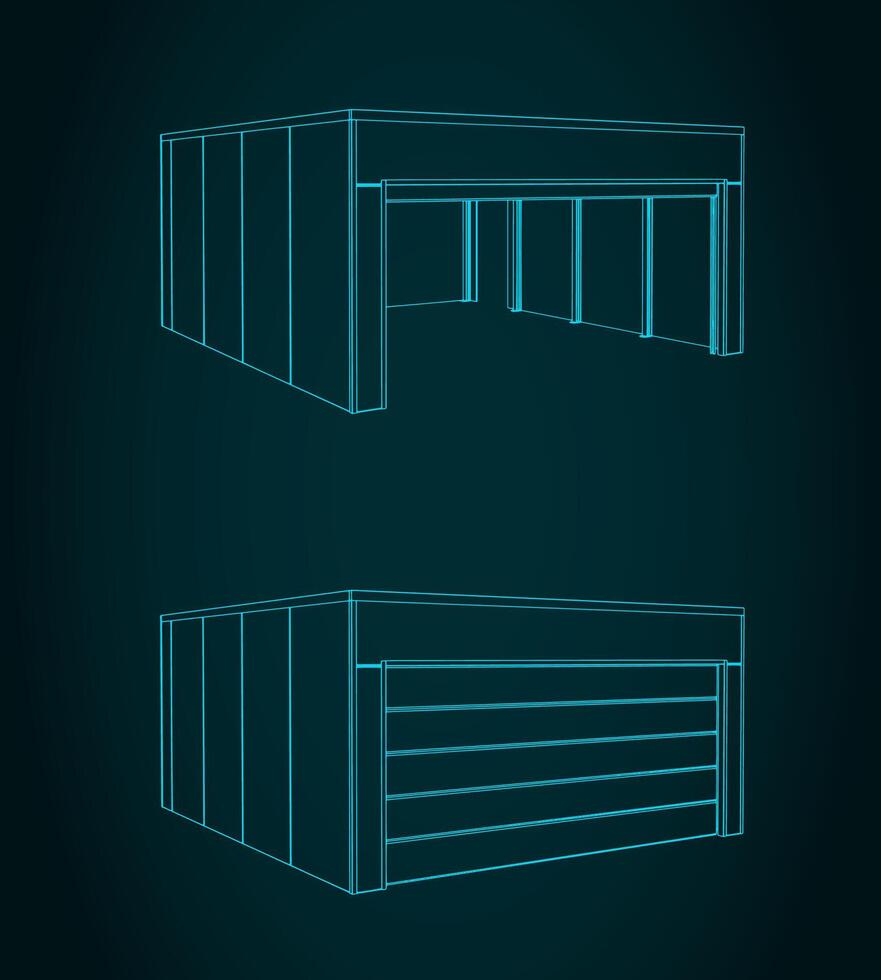 Garage technical drawings vector