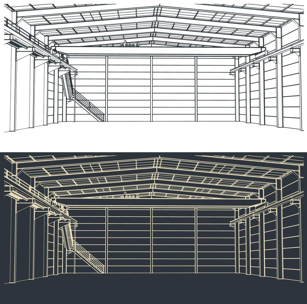Industrial hall building interior vector