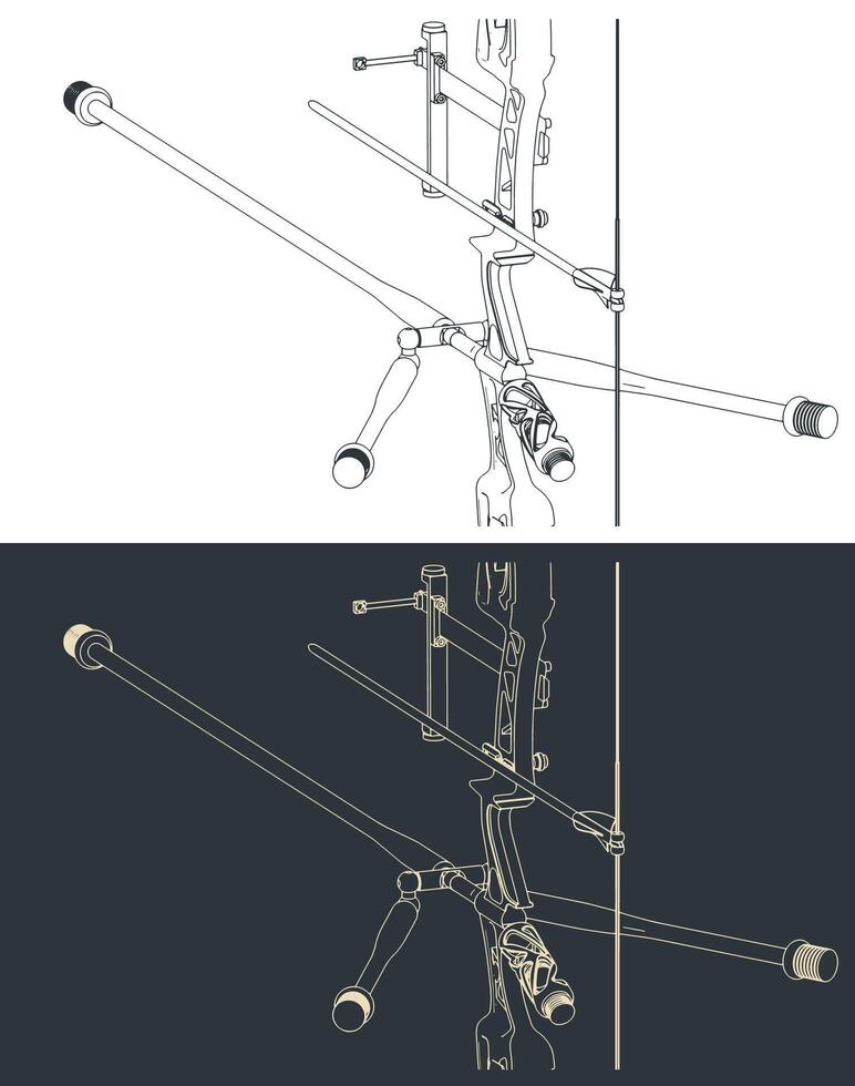 Target recurve bow kit close-up vector