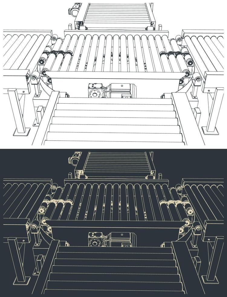 Turntable conveyor. Roller conveyor with a turntable section that switches the direction vector