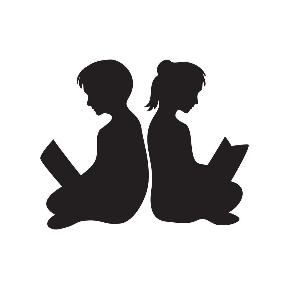 child read book silhouette design. education sign and symbol. vector