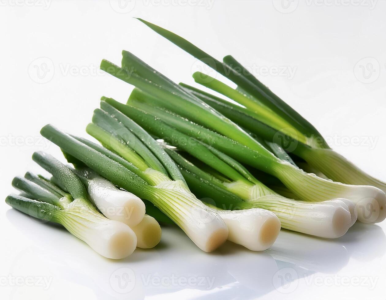 green onion isolated on white background photo