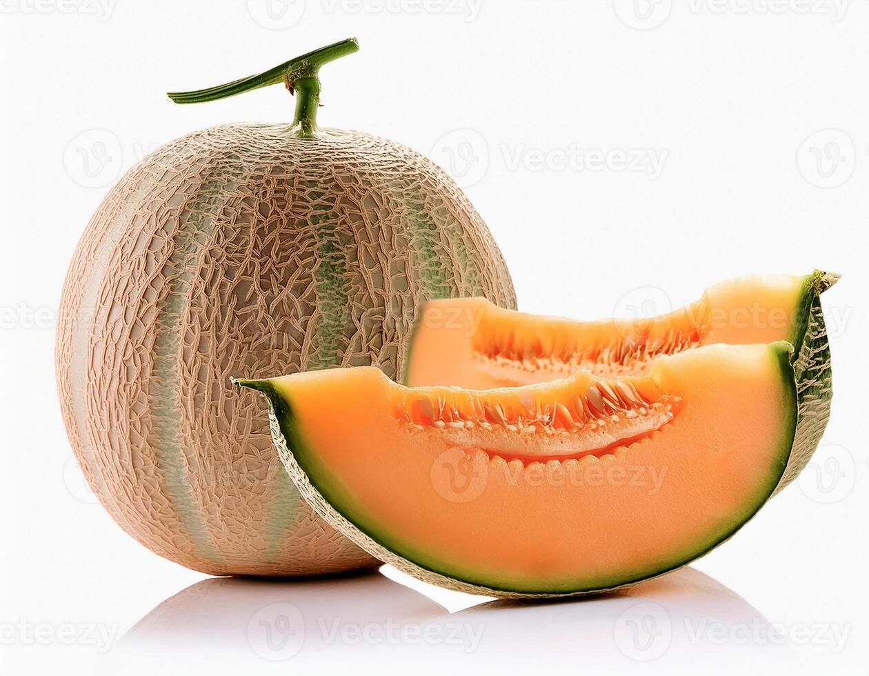 Sweet and fresh melons are appetizing. isolated on white background photo