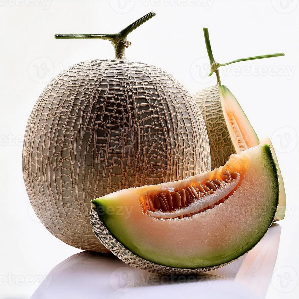 Sweet and fresh melons are appetizing. isolated on white background photo