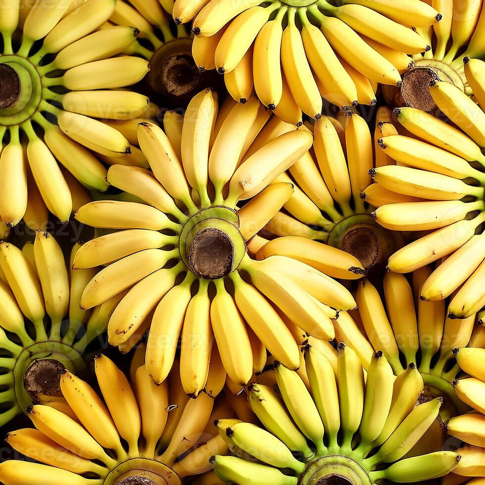 Close-up shot of group of bananas. flat lay. full frame. background concept. top of views. photo