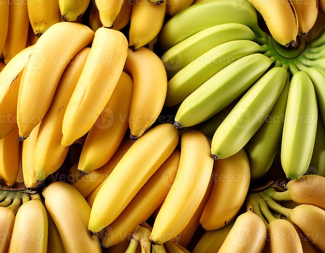 Close-up shot of group of bananas. flat lay. full frame. background concept. top of views. photo
