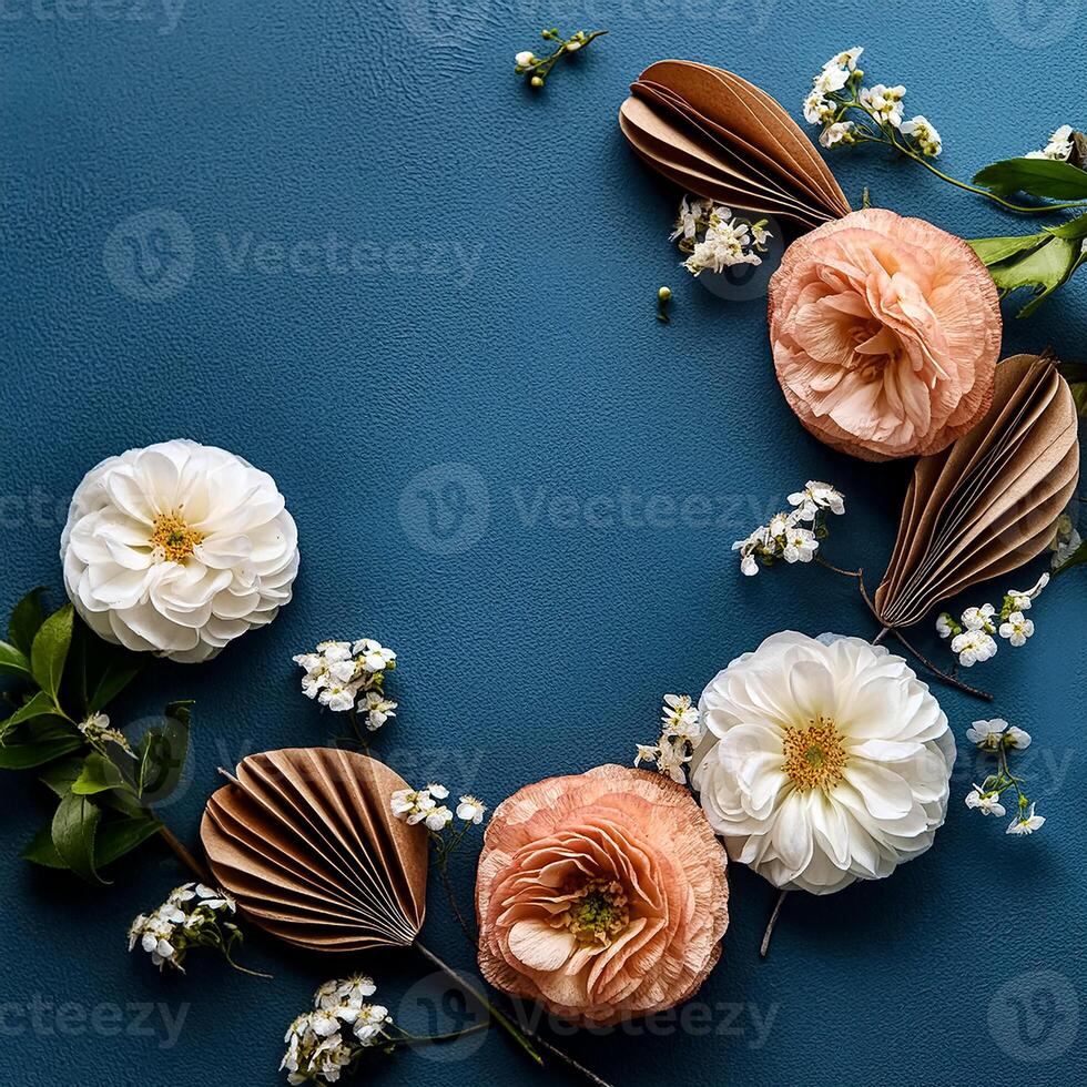 Creative flower concept background or wallpaper. Flower decoration. Flower arrangements. copy space . flat lay. photo