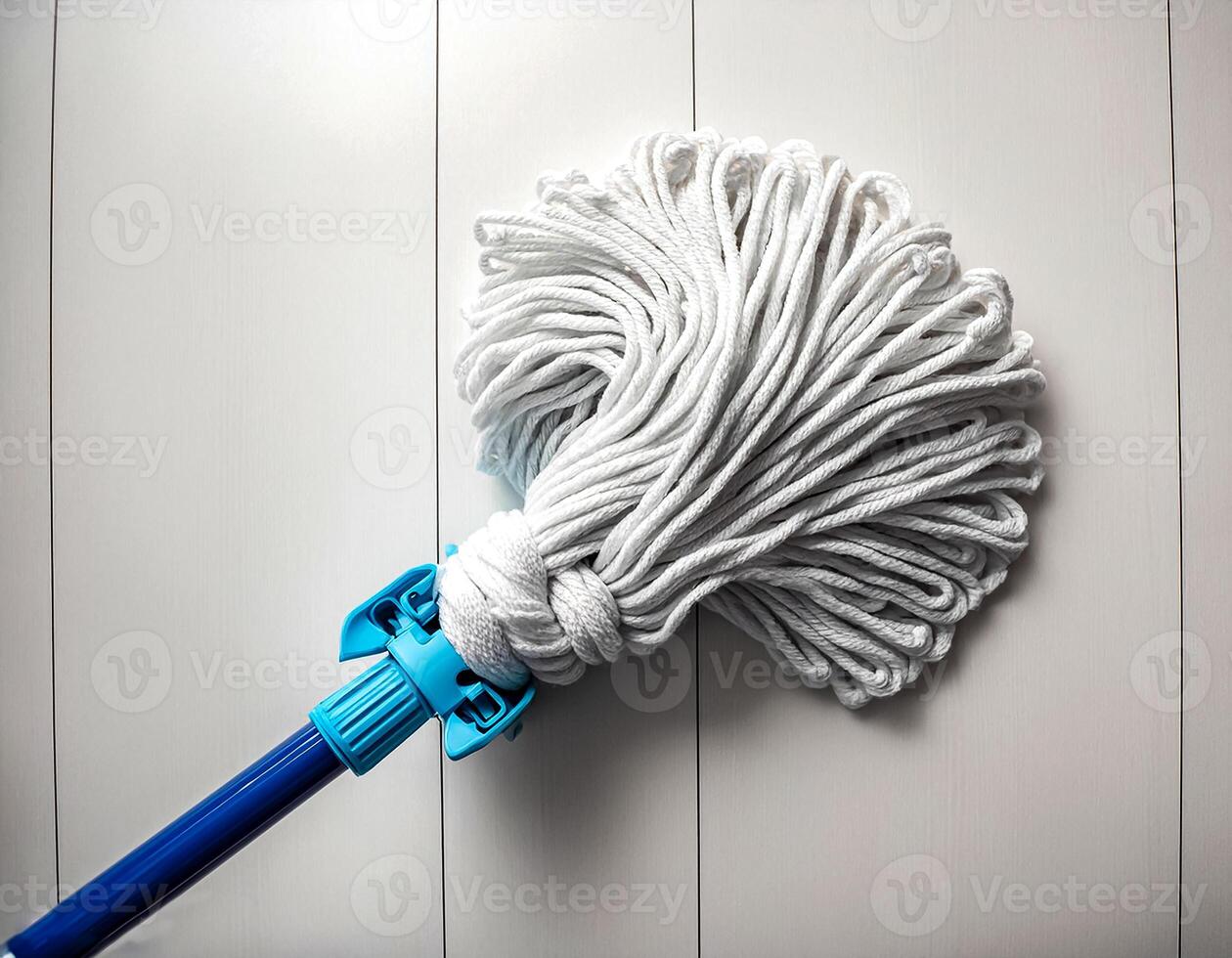 Top of view one mop on the white background photo