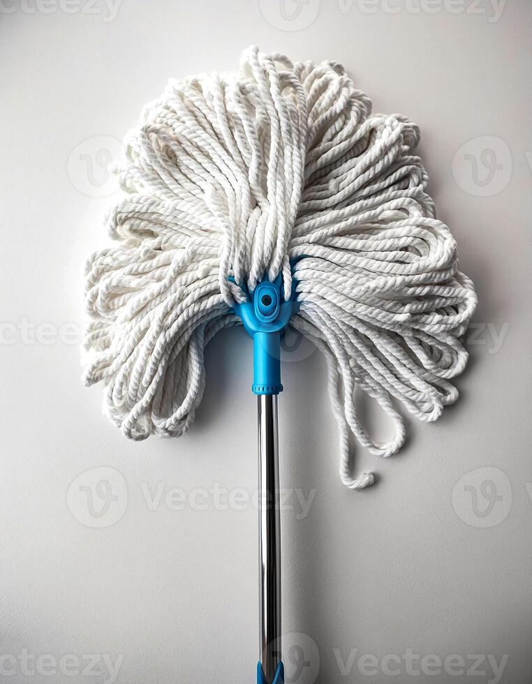 Top of view one mop on the white background photo