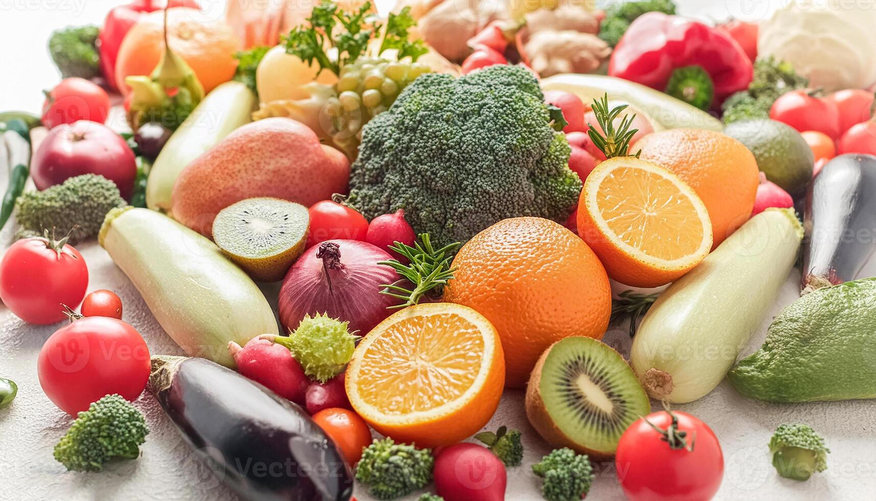 Beautiful close-up detail Assorted fruits and vegetables pattern texture background, photo