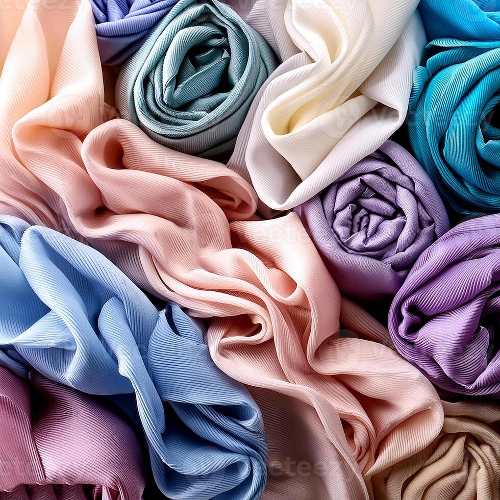 Colorful plain fabric texture with creative, smooth and crumpled or shabby patterns as background photo
