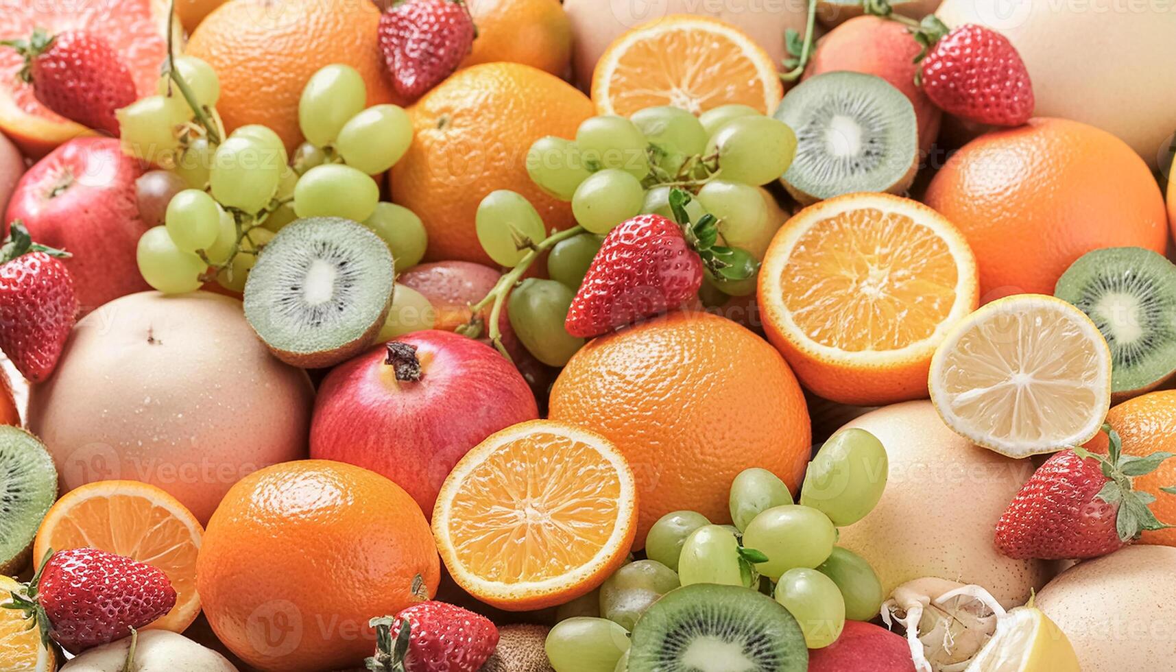 Beautiful close-up detail Assorted fruits and vegetables pattern texture background, photo