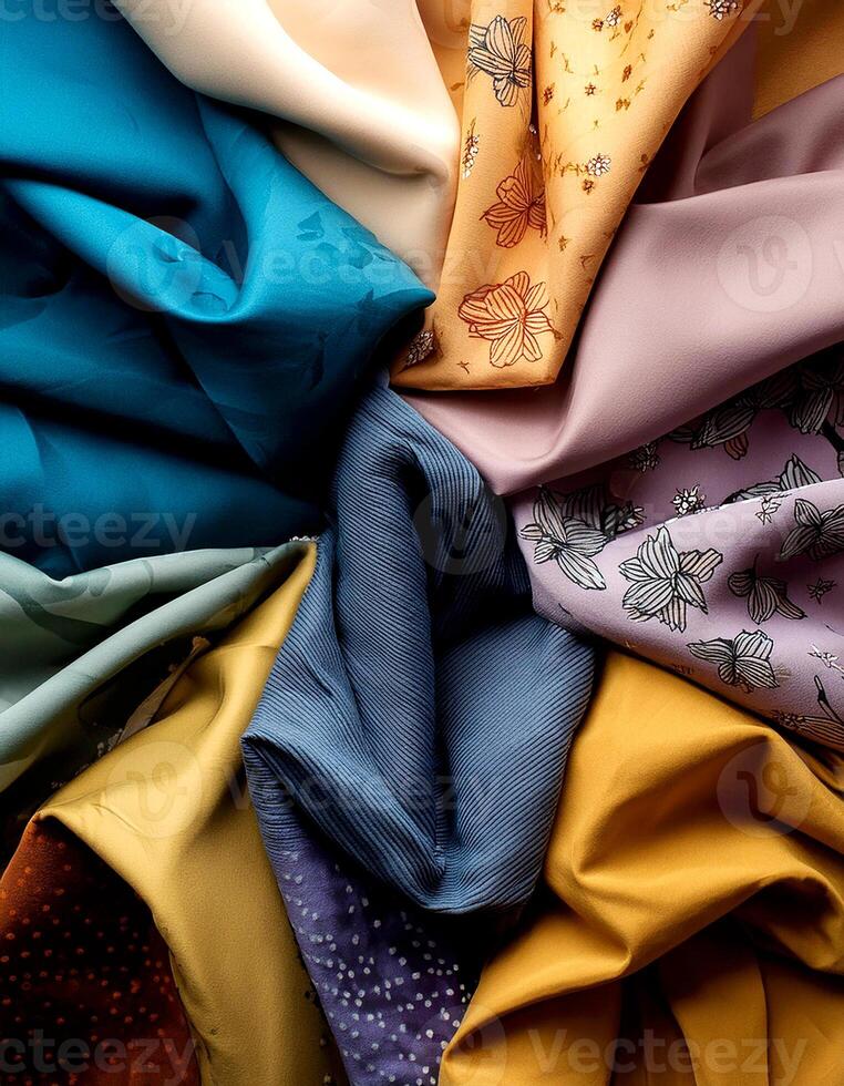 Colorful plain fabric texture with creative, smooth and crumpled or shabby patterns as background photo
