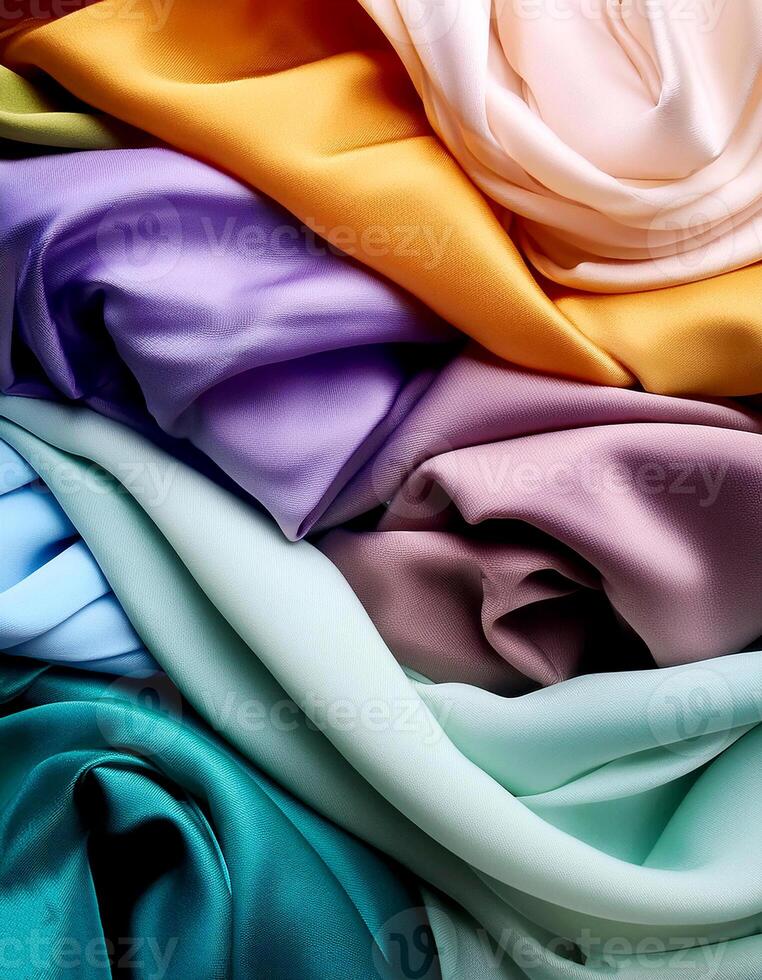 Colorful plain fabric texture with creative, smooth and crumpled or shabby patterns as background photo