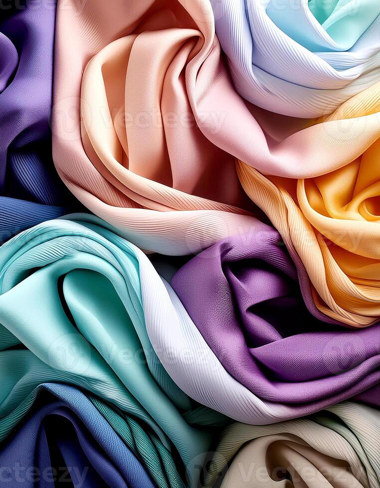 Colorful plain fabric texture with creative, smooth and crumpled or shabby patterns as background photo