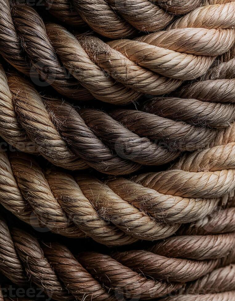 Texture of Jute. Twisted linen rope. photo