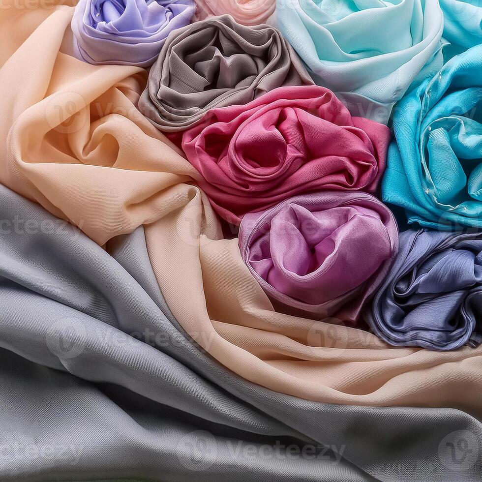 Colorful plain fabric texture with creative, smooth and crumpled or shabby patterns as background photo