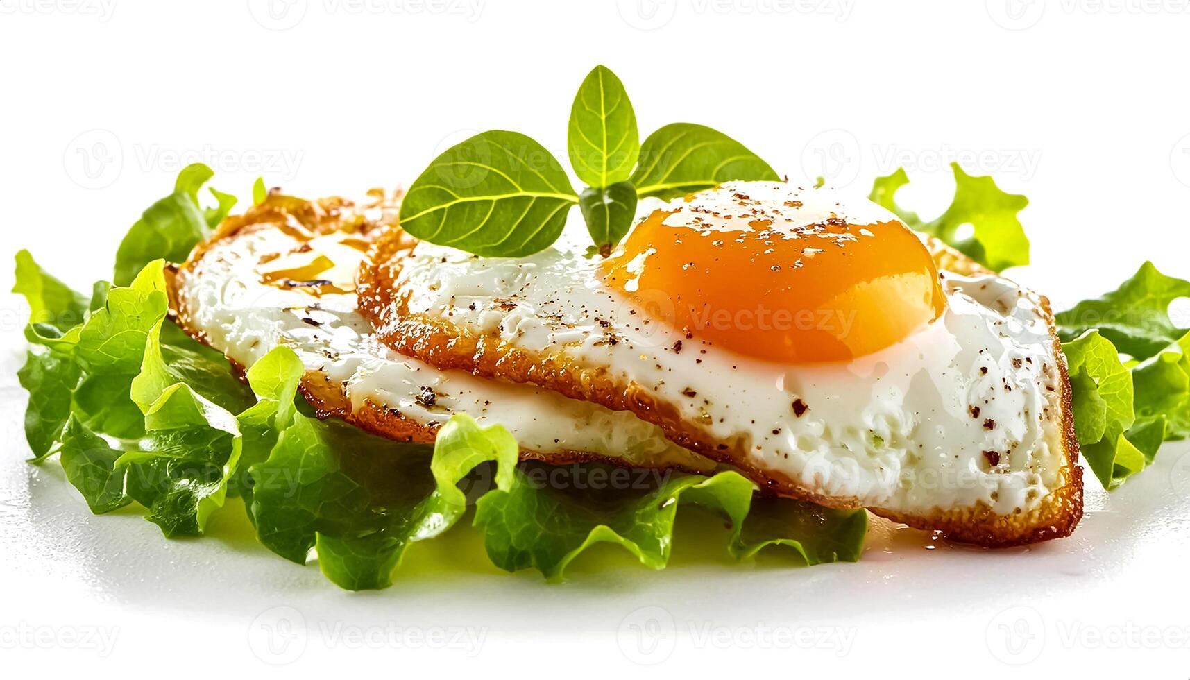 Creative food concept. Top view image of single and only perfect sunny side up egg. photo