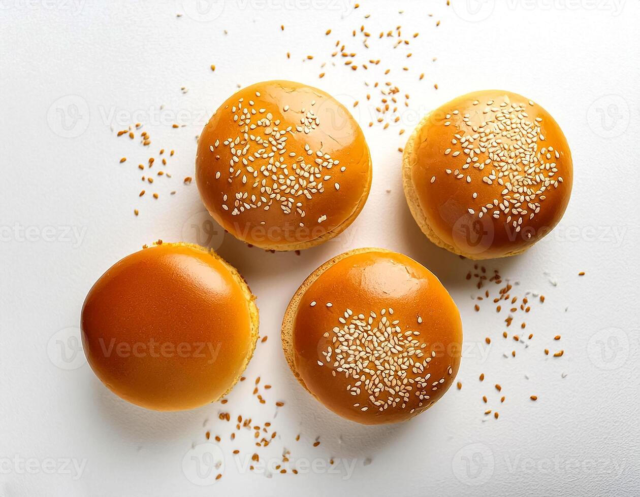 Creative food concept. hamburger against a white background. hamburger bun. photo