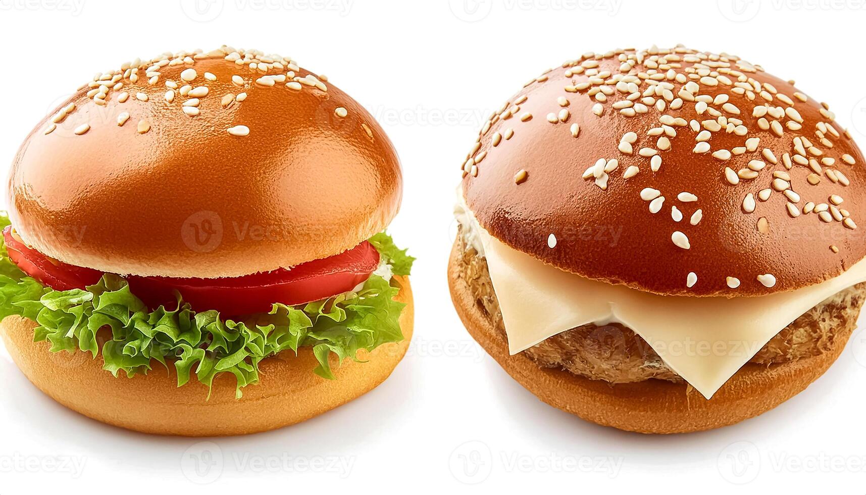 Creative food concept. hamburger against a white background. hamburger bun. photo