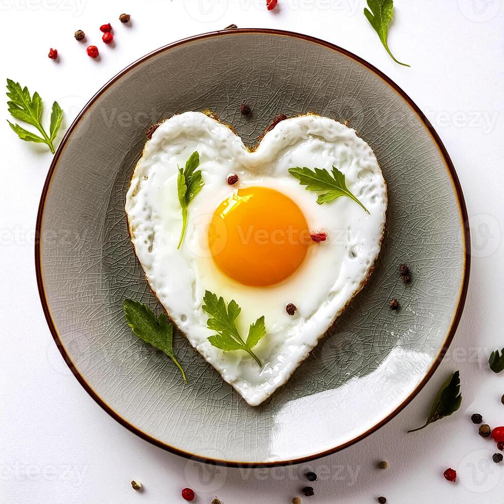 Creative food concept. Top view image of single and only perfect sunny side up egg. photo
