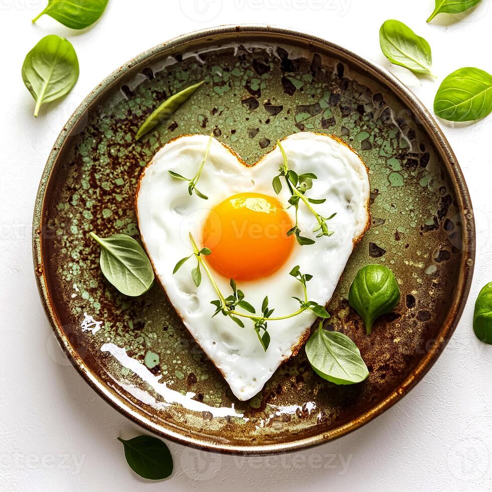 Creative food concept. Top view image of single and only perfect sunny side up egg. photo