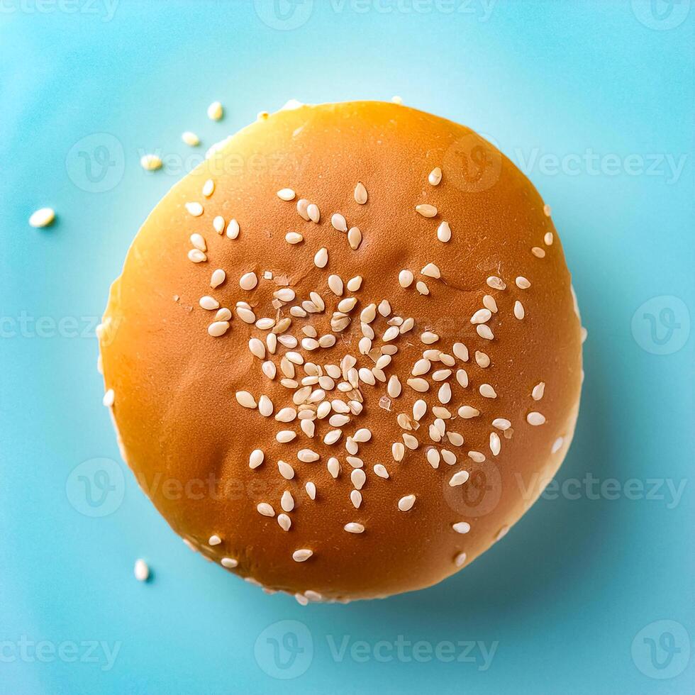 Creative food concept. hamburger against a white background. hamburger bun. photo